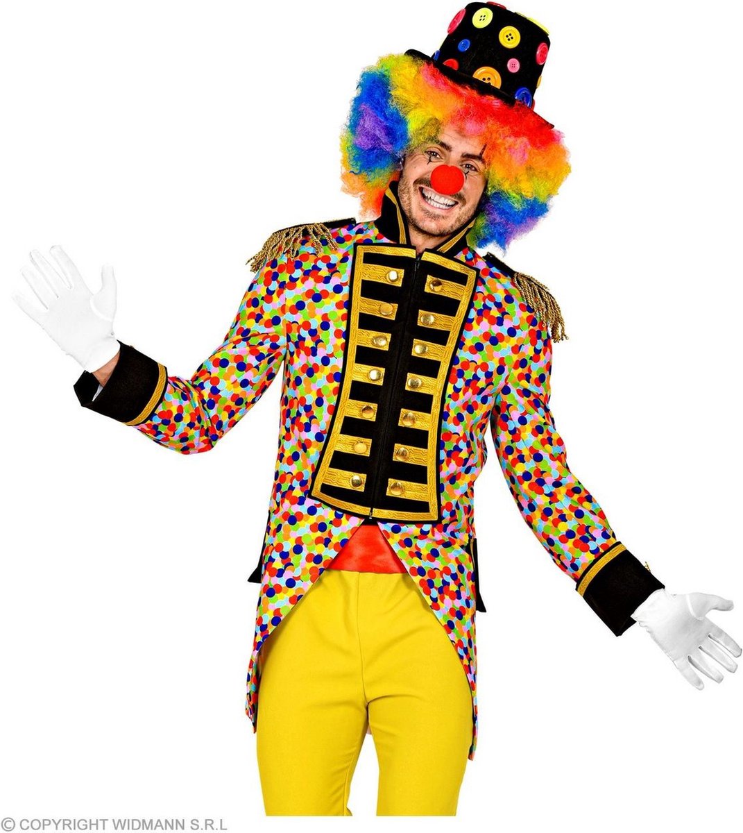 Clown & Nar Kostuum | Confetti Feest Clown Slipjas Man | Small | Carnaval kostuum | Verkleedkleding